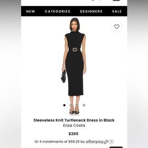 Enza Costa Sleeveless Knit Turtleneck Dress in Black